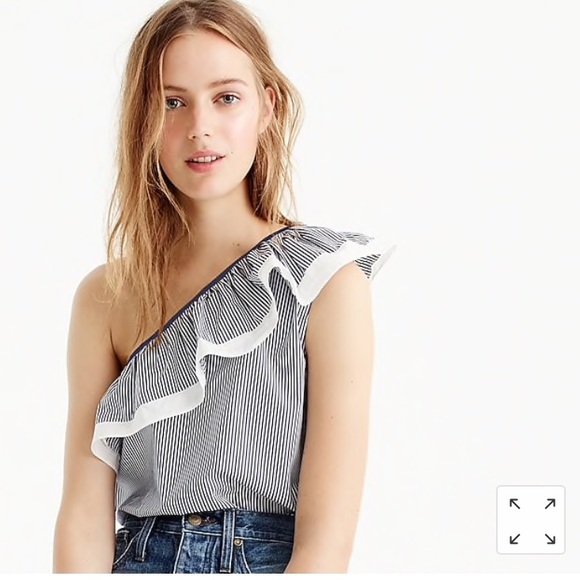 J. Crew Tops - J. Crew one shoulder ruffle top in stripe